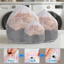 Wasnetten voor Wasmachine - Fijne Waszakken met Trekkoord in 3 Maten voor Lingerie en Reizen, Bescherming en Organisatie van Kleding — thumbnail 4