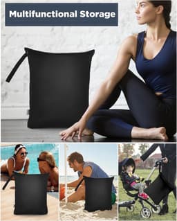 2 Stuks Waterafstotende Wetbag voor Zwemspullen, 40 x 50 cm, Herbruikbare Tas met Ritssluiting voor Strand, Fitness en Zwembad — thumbnail 3
