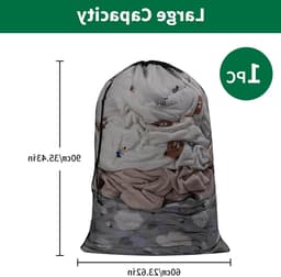 Wasnetten voor de wasmachine, 60x90 cm wasbare mesh zakken met trekkoord voor kleding, beddengoed en speelgoed, ideaal voor reizen en organisatie — thumbnail 4