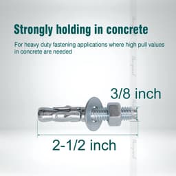 Wiganker Set - Betonanker Schroef - Stevig Bevestigen - Verzinkt Koolstofstaal - 3/8 x 2-1/2 Inch - Zilver — thumbnail 3