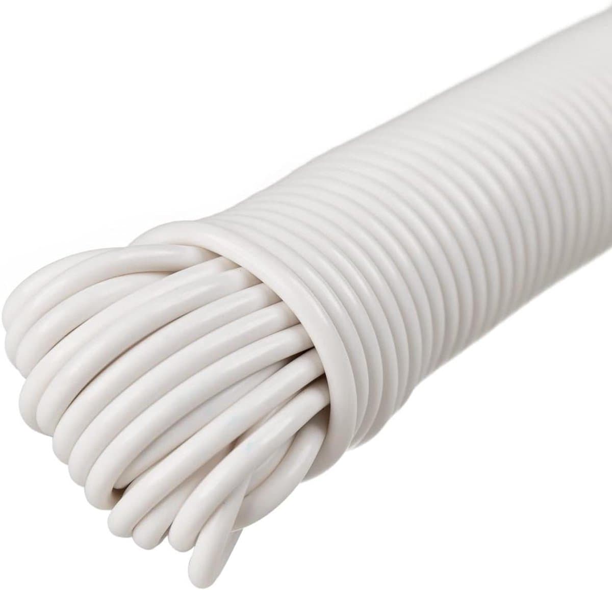 Gecoate Waslijn - Droger Touw Kledinglijn - Buiten Kleding Drogen - Synthetische Vezelkern - 15.24 meter - Wit — afbeelding 1