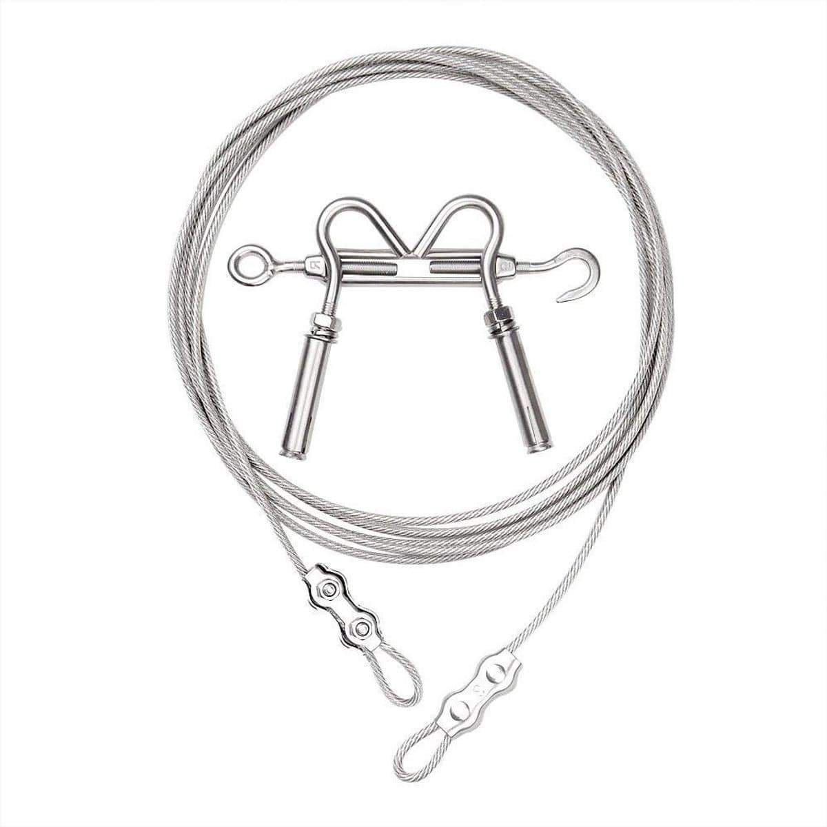 Waslijn Buiten - Kledinglijn Outdoor - Kleding Droge - Roestvrij Staal Kabel - 16 ft - Zilver — afbeelding 1