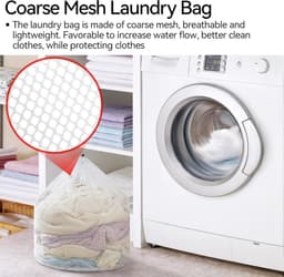 4-stuks Waszak van mesh voor de wasmachine - Waszak voor truien - Waszak met grote capaciteit - Waszak van mesh met trekkoord - 30x40 cm - Verdikt - Vormvast - Geschikt voor wasmachines, thuis, studentenkamers, hotels en op reis - Wit — thumbnail 4