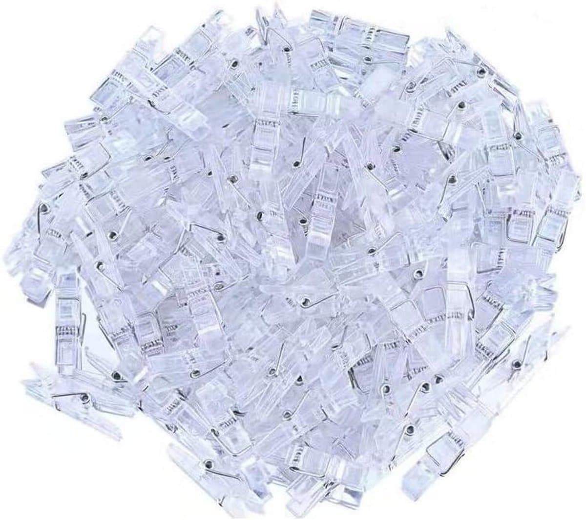 Mini Clips - Kleine Knijpers - Decoratie Ophangen - Transparant Plastic - 100 Stuks - Wit — afbeelding 1