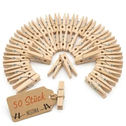 Allecto - Mini-wasknijpers - Decoratieve klemmen - Creatieve knutselprojecten - Houtkleurig - Geschikt voor foto's - 50 stuks - Perfect voor gesche... — thumbnail 1