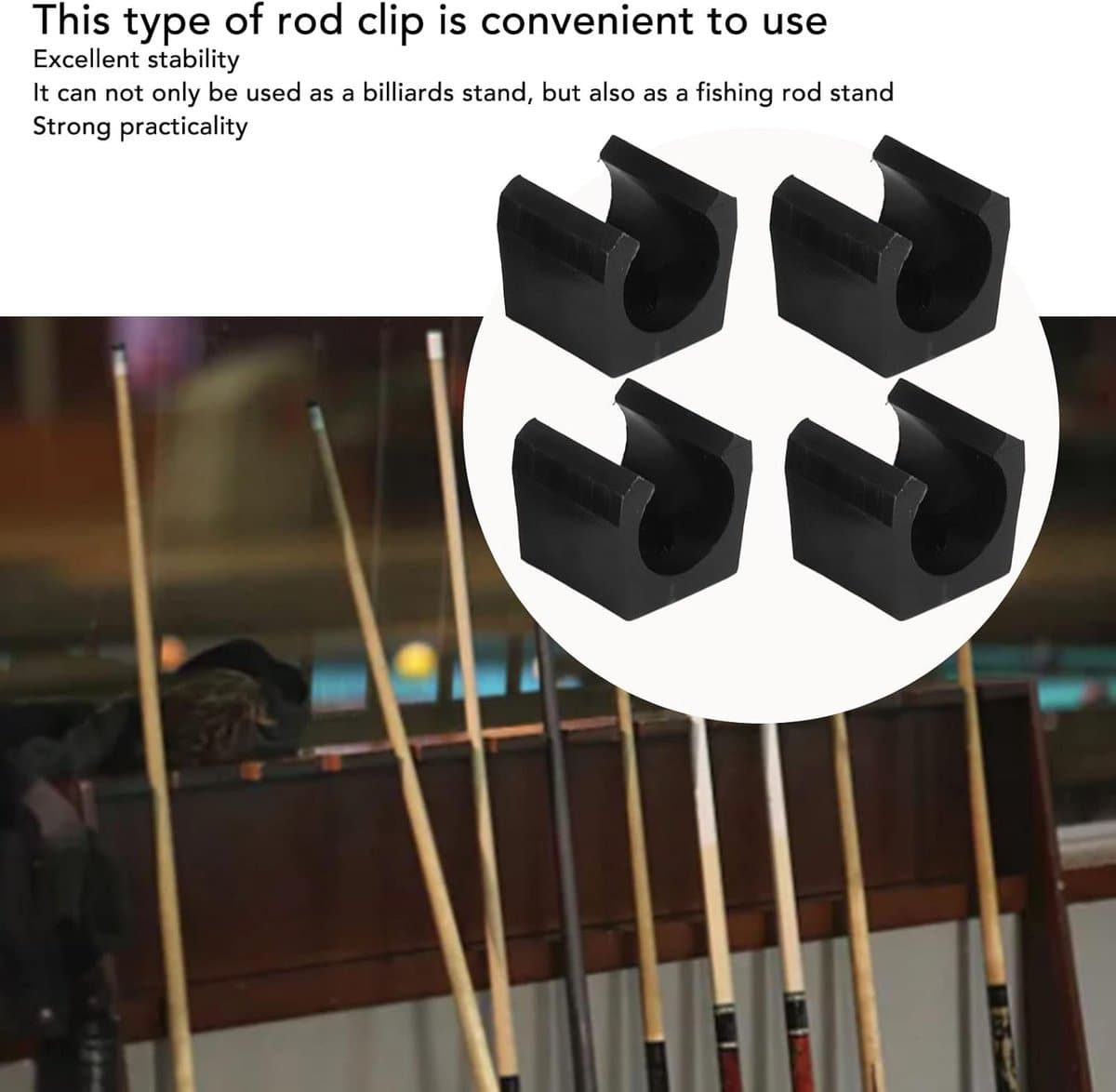 Pool Stick Clips - Biljart Keu Clips - Keu Organiseren - Lichtgewicht Plastic - 20 stuks - Zwart — afbeelding 1