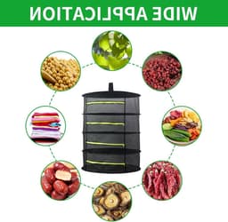 4-laags opvouwbaar droognet voor kruiden - Hangend droogrek voor planten, bloemen, groenten en fruit met rits — thumbnail 5