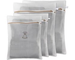 Waszakken voor Kleding, Versterkt en Duurzaam Wasnet met Rits, Bescherming voor Ondergoed, Sokken en Delicate Kleding (4 Stuks)