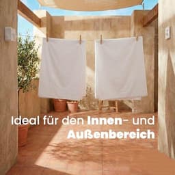 Kraftverdia® Uitschuifbare Drooglijn Voor Aan De Muur 5m – RVS-lijn 5 m, Vergrendeling, Max. 20 kg, Ruimtebesparend, ABS Behuizing, Wit — thumbnail 2