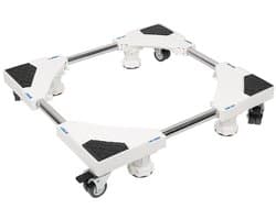 Linkforu - Verstelbare Wasmachine Verhoger - Verrijdbare Onderwagen - Anti Vibratie - 47-69 CM – Wit