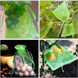 Druiven Beschermzakjes - Fruit Netten - Bescherming Tegen Ongedierte - Herbruikbaar Organza Materiaal - 50 stuks 9x12 cm - Beige — thumbnail 3