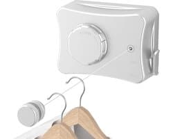 Retractable Kledinglijn van 5.1m, Uittrekbare Wandgemonteerde Drooglijn, Ideaal voor Buitenkleding en Huishoudelijk Gebruik, Maximaal 20kg Belastbaar