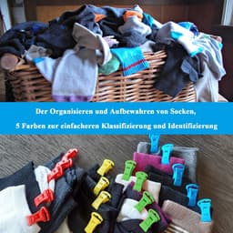 60 Pcs Sokclips met Haken - Sokclips voor Wasmachine en Droger - Sokhouder voor Wasmachine - Kleurmix — thumbnail 2