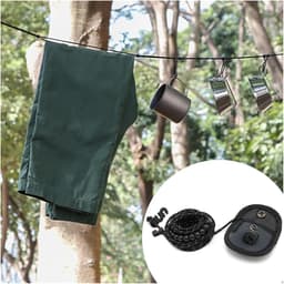 Uitschuifbare waslijn van 3 meter – draagbaar – ideaal voor backpackreizen - hotelovernachtingen en kamperen in de buitenlucht — thumbnail 2
