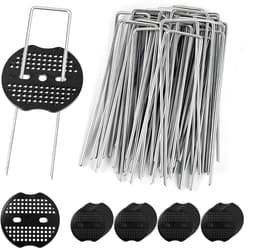 U-vormige Grondankers voor Tuin en Moestuin - 40 Stuks met Bufferdiscs en Haakset voor Stabiele Bevestiging en Grondversteviging — thumbnail 1