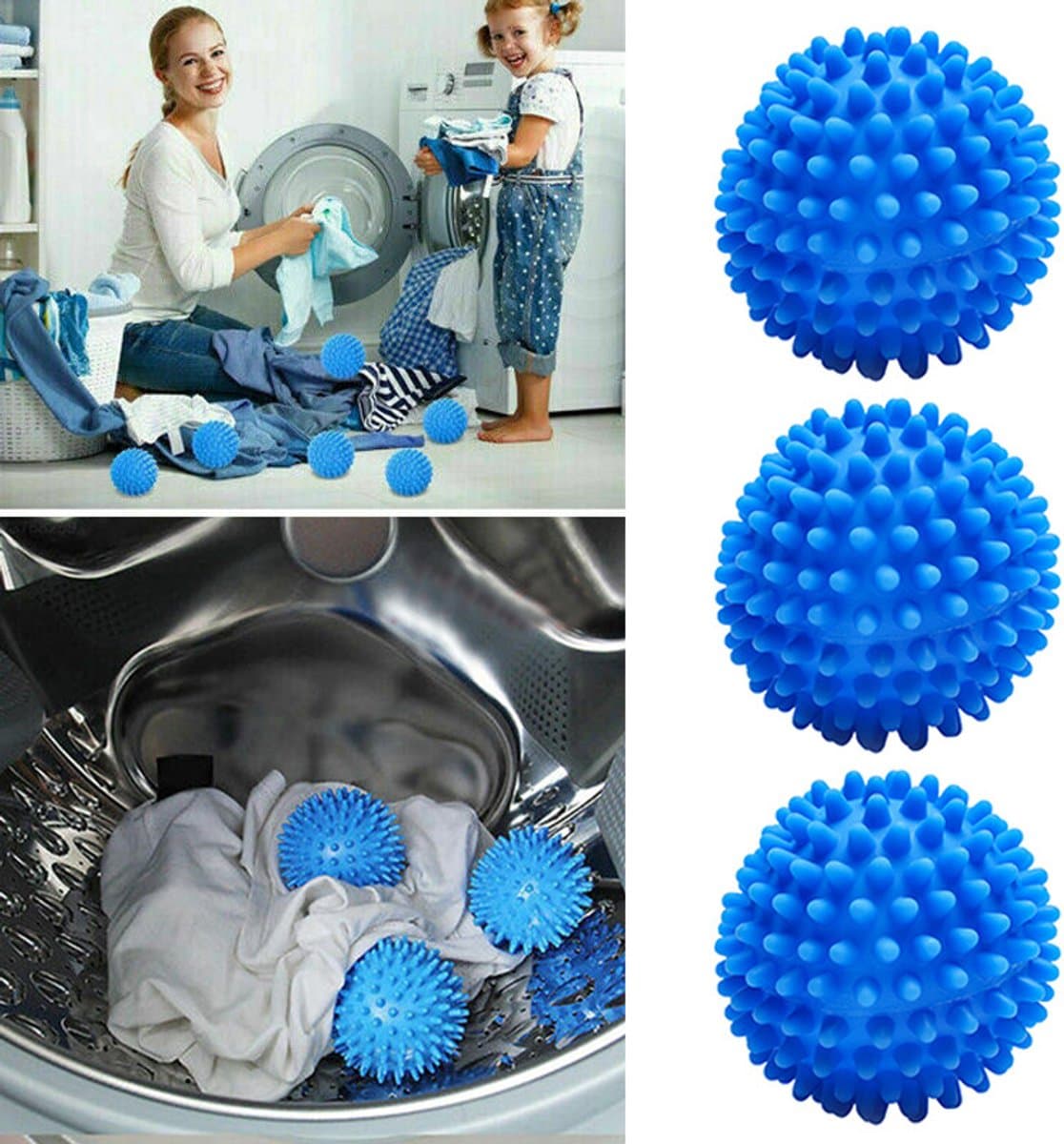 Energiebesparende droogballen voor de wasdroger - verzachtend en sneldrogend - blauw - 3 stuks — afbeelding 1