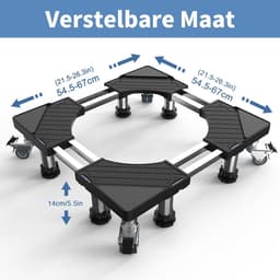 Wasmachine Onderstel - Apparaat Verhoger Onderstel met Wielen - Huishoudelijke Apparaten Verplaatsen - Verstelbaar met 8 Poten en Wielen — thumbnail 3
