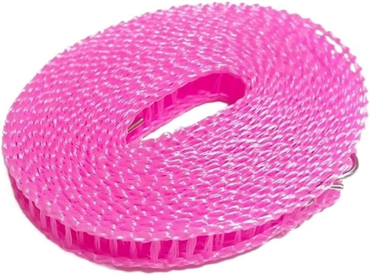 Waslijn 2 stuks - Droglijn - Buiten drogen - Antislip winddicht - 10 meter - Roze — afbeelding 1