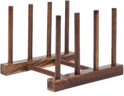 Dailygoods- Droogrek Ruimtebesparend - Opvouwbaar - Serviesdroger - 4-zuilmodel - Composiet Hout - Makkelijk te Reinigen - Vaatdroger — thumbnail 1