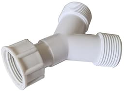 Dubbele wasmachine Y-connector | BSP 3/4 inch | Kraanverdeler voor 2 apparaten | Wit kunststof | Eenvoudige installatie — thumbnail 1