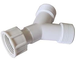 Dubbele wasmachine Y-connector | BSP 3/4 inch | Kraanverdeler voor 2 apparaten | Wit kunststof | Eenvoudige installatie