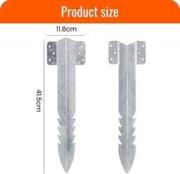 Set 10 spoorbielzensteunen 41,5cm – stevige houten palen met ankers voor tuinaanleg, gazons en opritten — thumbnail 3