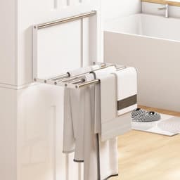 Magnetisch wasmachine-rek, telescopisch wasrek, ruimtebesparend voor badkamer, slaapzaal, appartement, multifunctionele opbergoplossing voor schone kleding — thumbnail 4