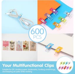 Naaiclips Set - Stofclips Quiltclips - Handwerken Stoffen Vastzetten - Met Maatlijnen - 600 Stuks - Multicolor — thumbnail 4