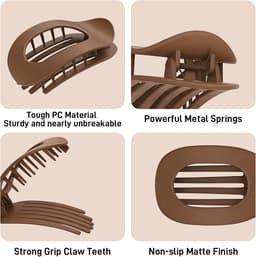 4 stuks platte haarspelden voor dames, sterke grip, dameshaarspelden voor dames, matte grote haarclip voor dun en dik haar, gebogen ontwerp voor liggen en rijden (neutraal) — thumbnail 4