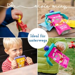 Knijpzak houder - Fruitzak klem - Kinderen zelfstandig eten - Speciaal voor kinderhanden - 3 stuks - Wit — thumbnail 5
