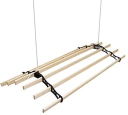 Droogrek plafond - Kledingdroger ophangbaar - Ruimtebesparend drogen - Met katrolsysteem - 180 cm lengte - Zwart — thumbnail 3