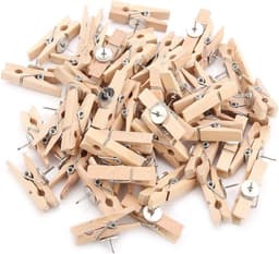 Houten Clips - Kleine Knijpers - Foto's Ophangen - Natuurlijke Afwerking - 35x7 Mm - Houtkleur — thumbnail 1