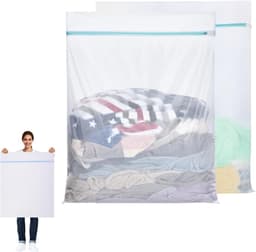 Grote Waszakken Set van 2, 60x80cm Wasnetten met Rits voor Fijne Was, Ondergoed, Sokken en Beddengoed — thumbnail 1