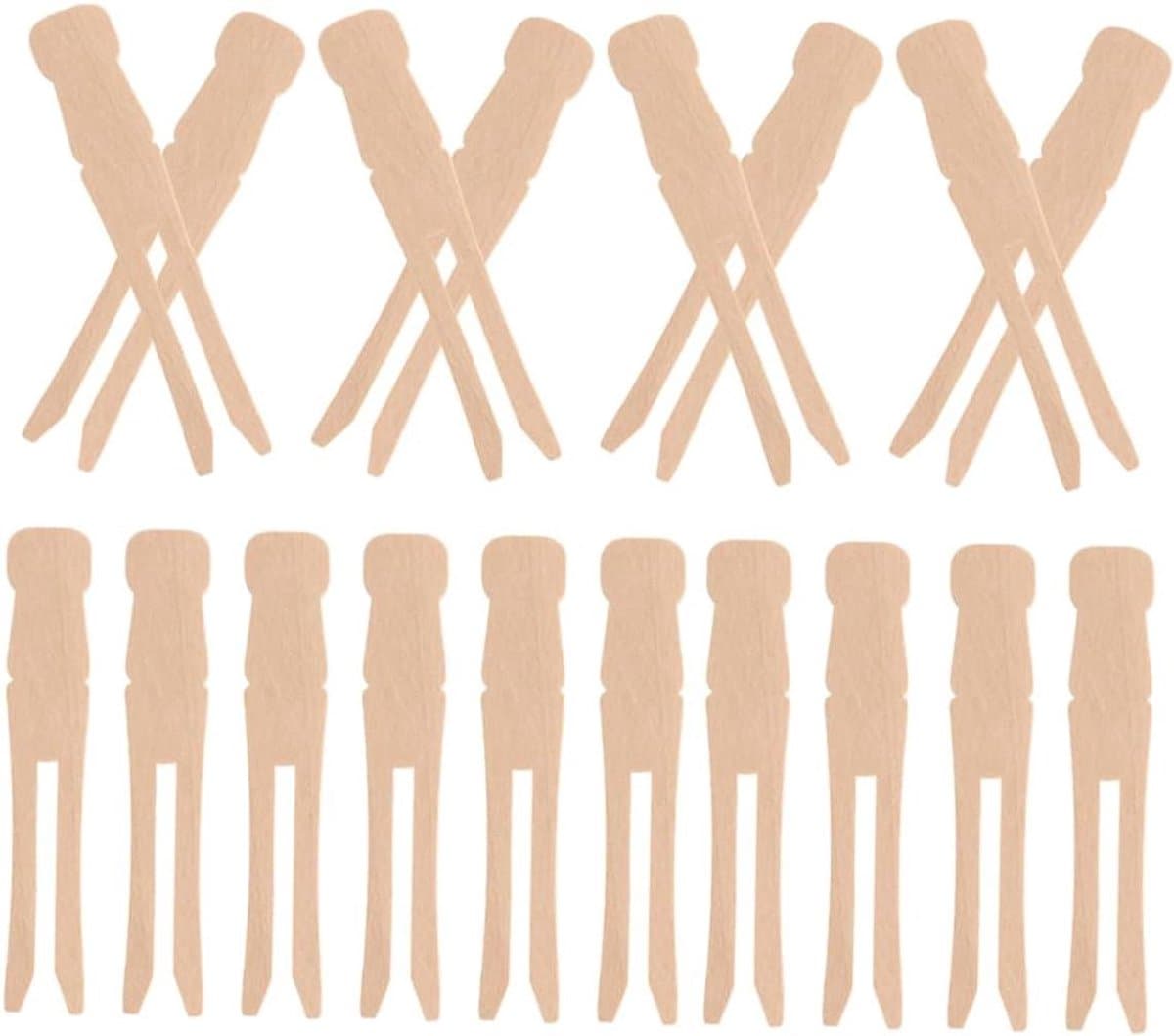 Houten Knijpers - Kleding Clips - Was Ophangen - Beschermend Rond Ontwerp - 50 Stuks - Lichtbruin — afbeelding 1