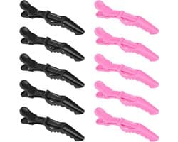 Afdelingsklemmen Haar - Haarklemmen Kapper - Haar Stylen - Antislip Handgreep - 10 stuks - Zwart Roze