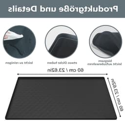 Lekbak/Vloerbeschermer 60x60 cm voor Wasmachine, Koelkast en Vrieskast - Waterdichte Siliconen Mat — thumbnail 5