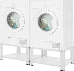 Wasmachine verhoger, Wasmachine Onderstel dubbele set 63x54x32 cm met planchet in wit ML design — thumbnail 4