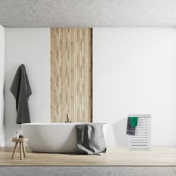 wasmand met deksel - 86 l - uitneembare waszak - hout - 65,5 x 45 x 45 cm - wit — thumbnail 3