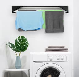 Droogrek toren wasrek - grote capaciteit 178 x 170 x 50 cm - wasdroger uittrekbaar - lengte 66-130 cm - 6 wielen - roestvrij staal folding wall laundry rack — thumbnail 4