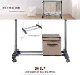 Wasrek op 3 Etages met Parkeerrem Wielen - Roestvrijstalen Buizen - Maximale Belasting 38 KG - Grote Capaciteit - Maat 172 x 72 x 50cm — thumbnail 3
