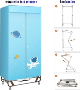RWB® Elektrisch Droogrek - Droogrek - Droogrek Elektrisch - 170cm Hoog - 1500W - Blauw- 80cm x 47cm x 170cm — thumbnail 2