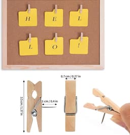 Houten Klemmetjes met Prikkers 100 Stuks Natuurlijk voor Prikborden en Knutselwerk — thumbnail 5