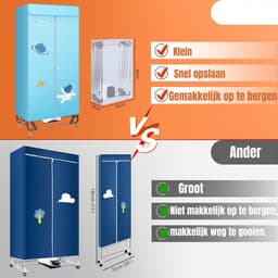 Aura® Elektrisch Droogrek - Droogrek - Droogrek Elektrisch - 170cm Hoog - 1500W- 5 - Lichtblauw - 80cm x 46cm x 168cm — thumbnail 5