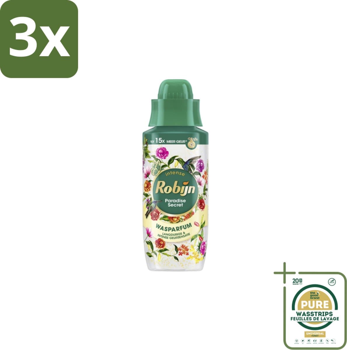 3 x Robijn Wasparfum Paradise Secret 342 ml - Grootverpakking - Wasparfum - Wasparfum Voor Was - Wasparfum Paradise Secret - Wasparfum Voor Kleding - Wasparfum Met Geurpareltjes — afbeelding 1