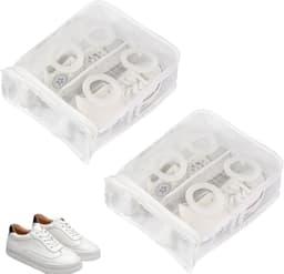 2 stuks - Net waszak - Wasmachine schoenenzak - Wasmachine schoenenzak voor sneakers - Herbruikbare schoenenzak met rits - Vierkante schoenenzak - Hangende waszak - Geschikt voor sneakers, slippers, kleding (wit) — thumbnail 1