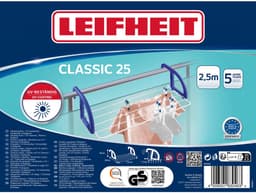 Leifheit hangdroogrek Classic 25 - drooglengte 2,5 m drooglengte - wit blauw — thumbnail 4