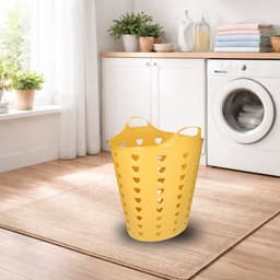 Flexibele wasmand - kunststof - 60L - geel - D38 x H47 - kuip — thumbnail 2