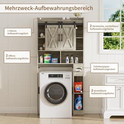 Wastafelkast met 2 Schuifdeuren en Verstelbare Planken voor Wasmachine — thumbnail 2