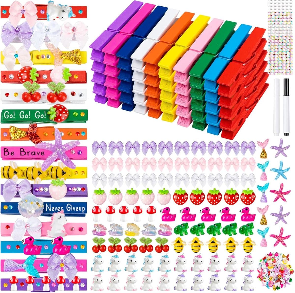 50 Stuks Cheer Spirit Clips met Houten Wasknijpers en Decoratieve Ornamenten voor Cheerleaders — afbeelding 1