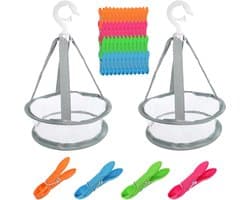 Wasknijpers in mand - 50 stuks wasknijpers - inclusief zak - windbestendige kunststof - geschikt voor waslijnen en kleerhangers.